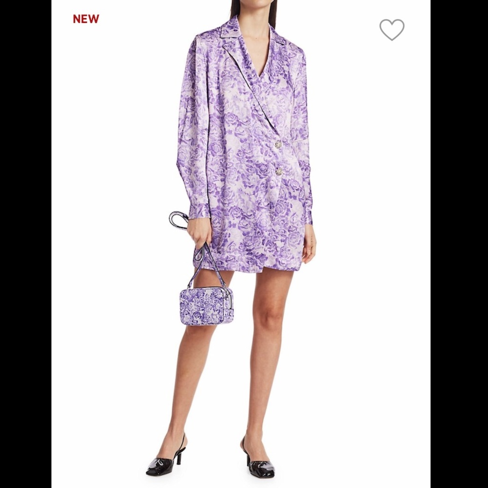 NWT Ganni Long Sleeve Heavy Silk Dress
